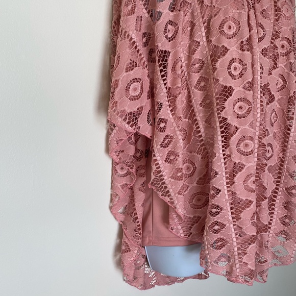 Drapers Double Layer blouse w/ lace poncho style over-lay Medium Rose Top - Picture 4 of 7